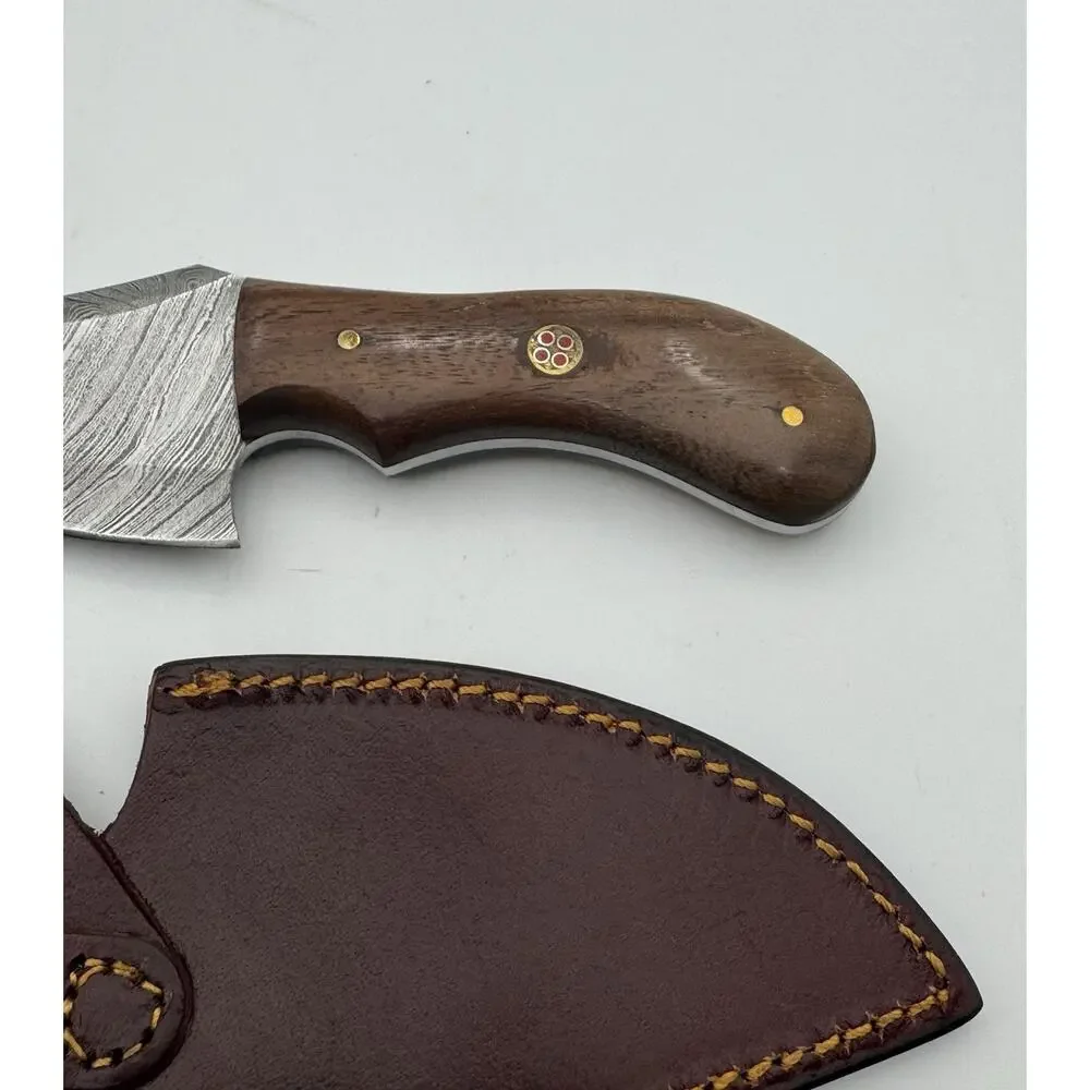 Handmade Damascus Steel Fixed Blade Knife w/ Leather Sheath – Pakistan Made NEW